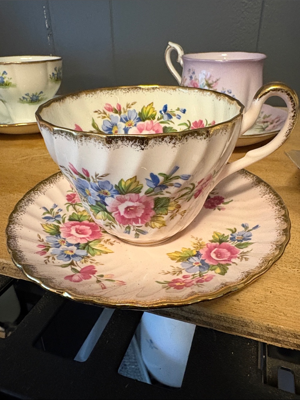 Vintage Foley Bone China Teacup & Saucer Set EB 1850